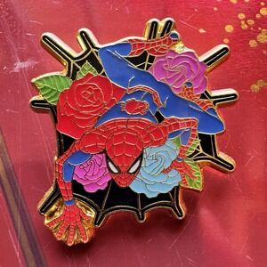 Disney Marvel Comics Loungefly Spiderman Floral Rose Pin Web Tattoo Spider-man